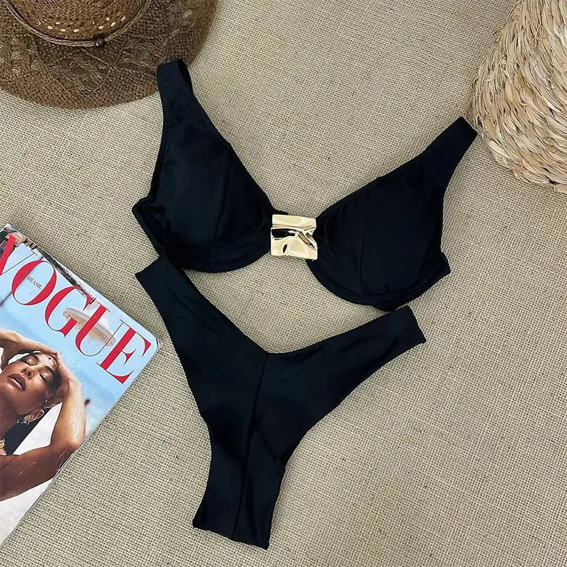 Push Up Swimwear Women Swimsuits 2025 Sexy Brazilian Bikini Set Thong Micro Biquini Female Bathing Suit Solid Beachwear