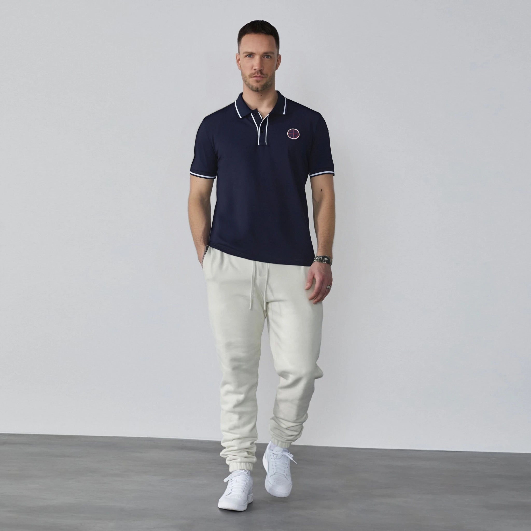 New Men Polo Shirts Short Sleeve Polo Collar Patchwork Solid Men&