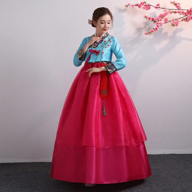 Hanbok for Women Korean Traditional Costume Minority Palace Performance Court Clothes Flower New Year Wedding Party Dance Dress