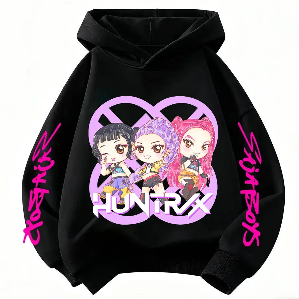 Hoodie for kids from the popular Korean K-pop series "Demon Hunter" 2026,for boys and girls,warm hooded clothing for winter/fall