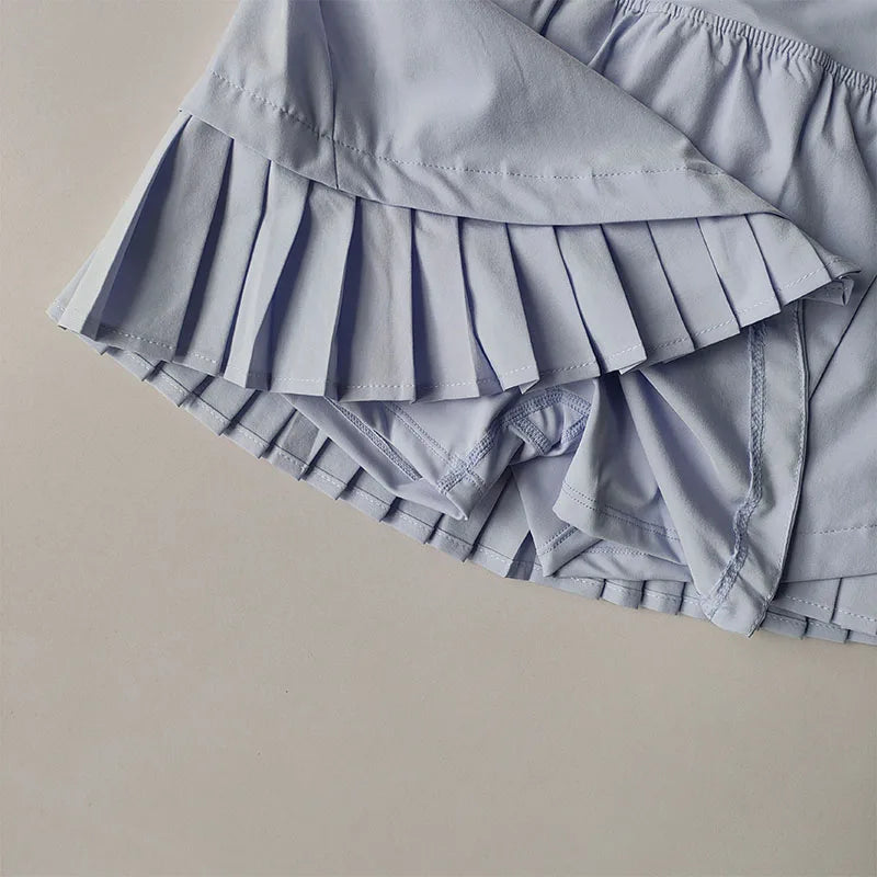 High Waisted Sports Short Skirt Summer New Style Cool Anti Glare Including Lined Shorts Fitness Yoga Quick Drying Pleated Skirt