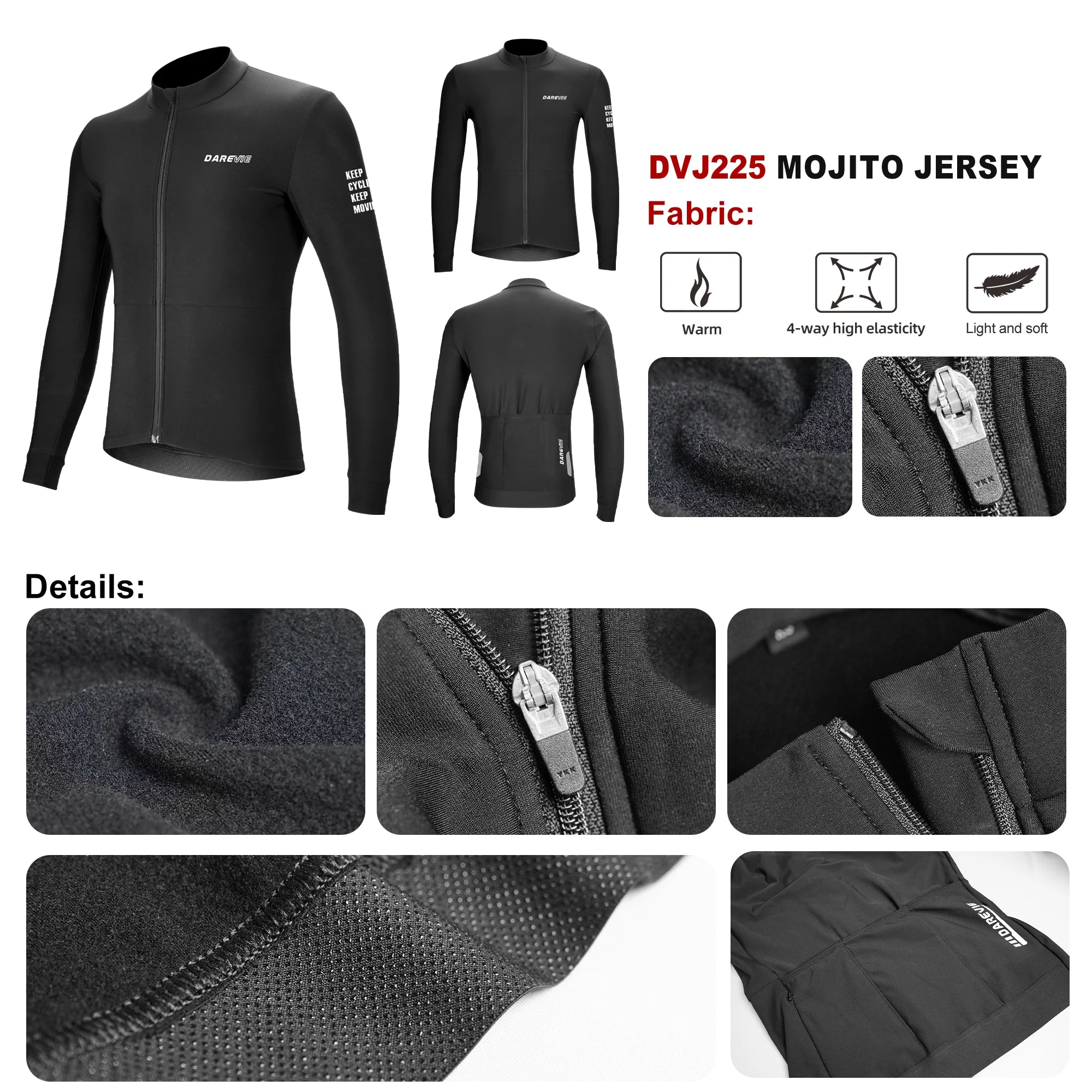 DAREVIE Cycling Jersey Winter Thermal Fleece Cycling Jersey Men Long Sleeve Hot Warm Soft Brushed Breathable Bicycle Clothing