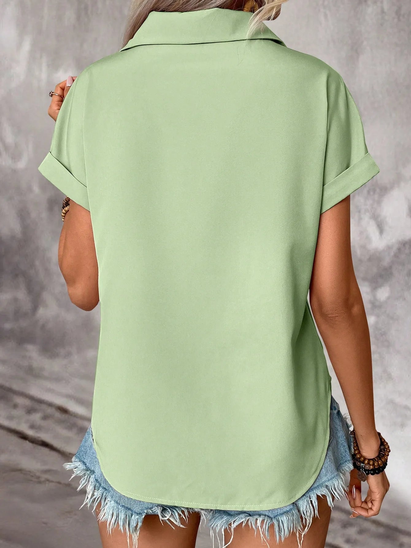 Fashion Short Sleeve Shirts For Women Summer 2025 Casual Solid Color Turn-down Collar Loose Blouse Female Elegant