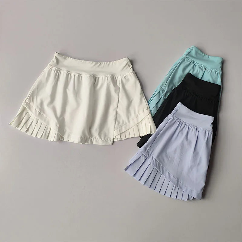 High Waisted Sports Short Skirt Summer New Style Cool Anti Glare Including Lined Shorts Fitness Yoga Quick Drying Pleated Skirt