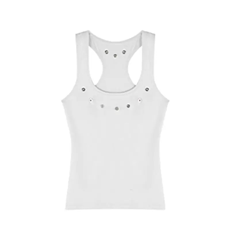 Tanks Women O-neck Sleeveless Hotsweet Hip Hop New American Style Streetwear Leisure Cool 3D Decoration Crop Tops Harajuku Solid