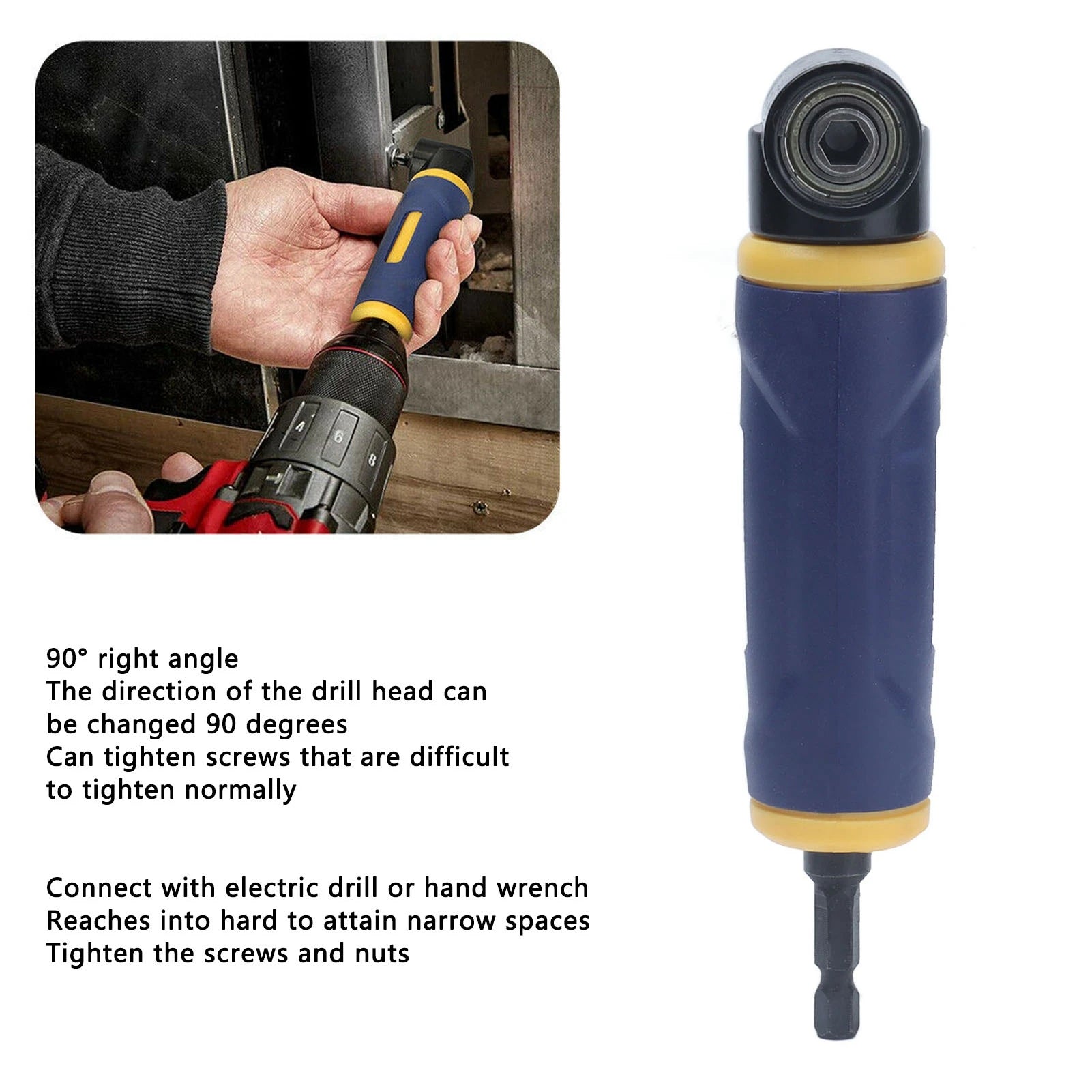 Drill Attachments Powerful Magnet Drills Attachment Ergonomic Handle Yellow and Blue Right Angle Drill for Electric Drill