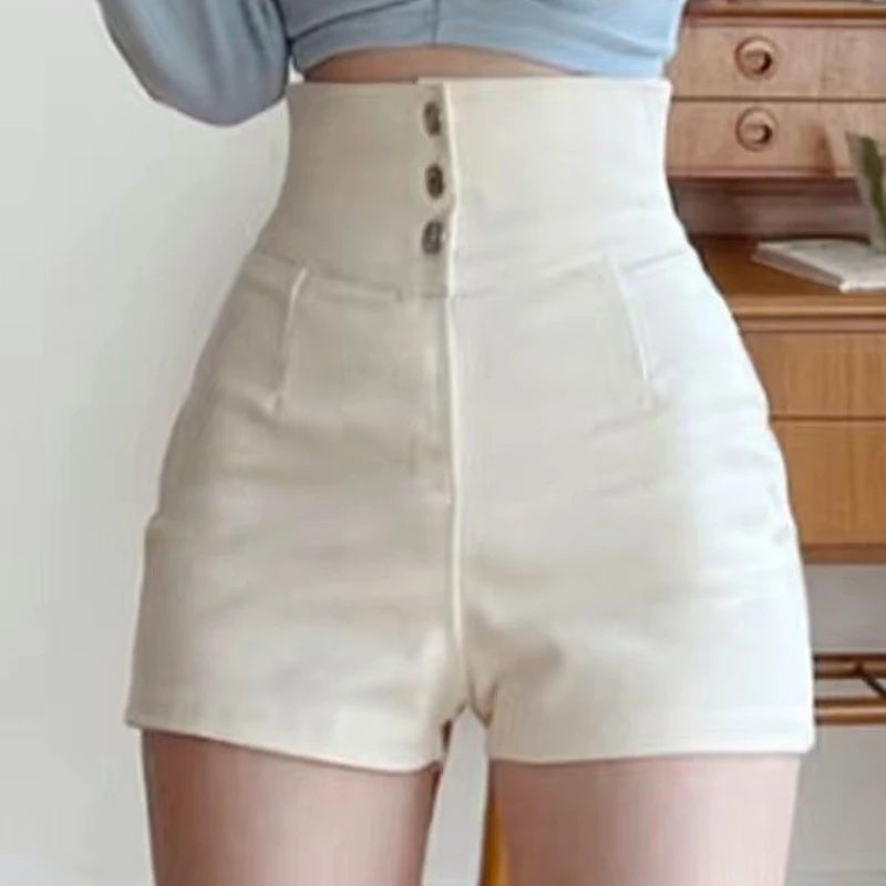 Shorts Women Classic Sporty All-match Slim Leisure Simple Holiday Faddish Streetwear Design Ulzzang Daily Solid Mature Folds New