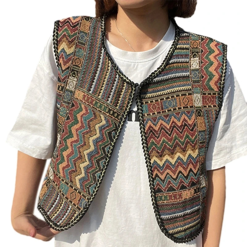 Vintage Floral Embroidery Printed Cardigan Vest Womens Elegant Sleeveless Tops Spring Summer Female Clothing Dropshipping