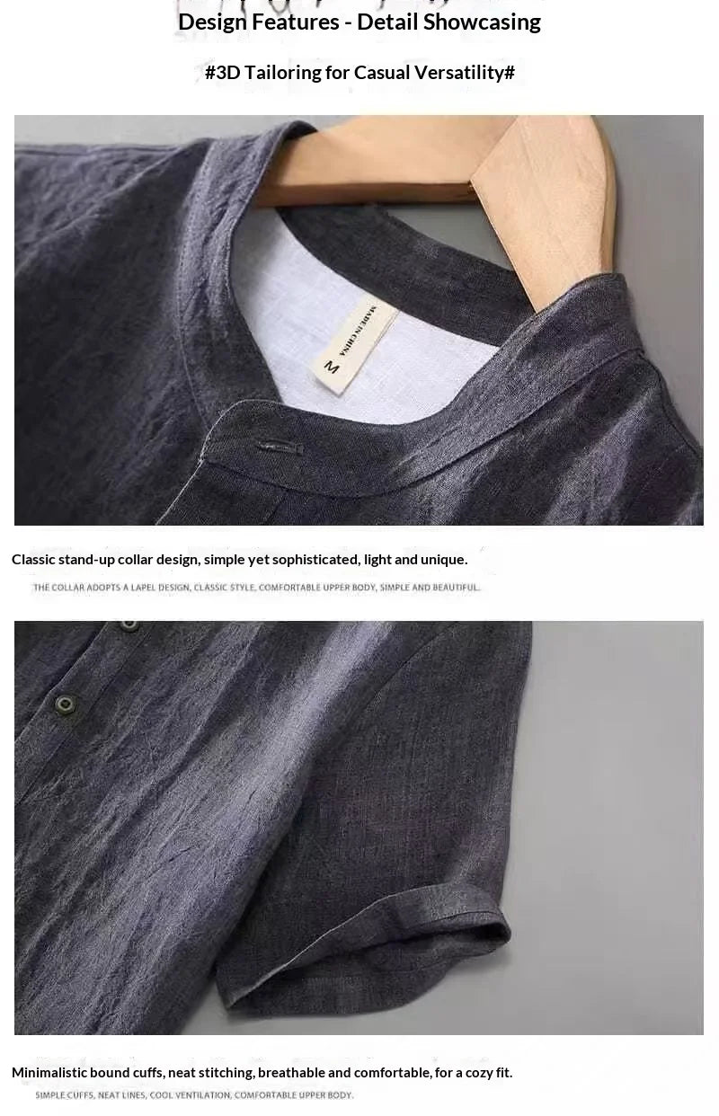 2026 New Cotton Linen Shirts for Men Casual Shirts Lightweight Short Sleeve Henley Beach Shirts Hawaiian T Shirts for Men