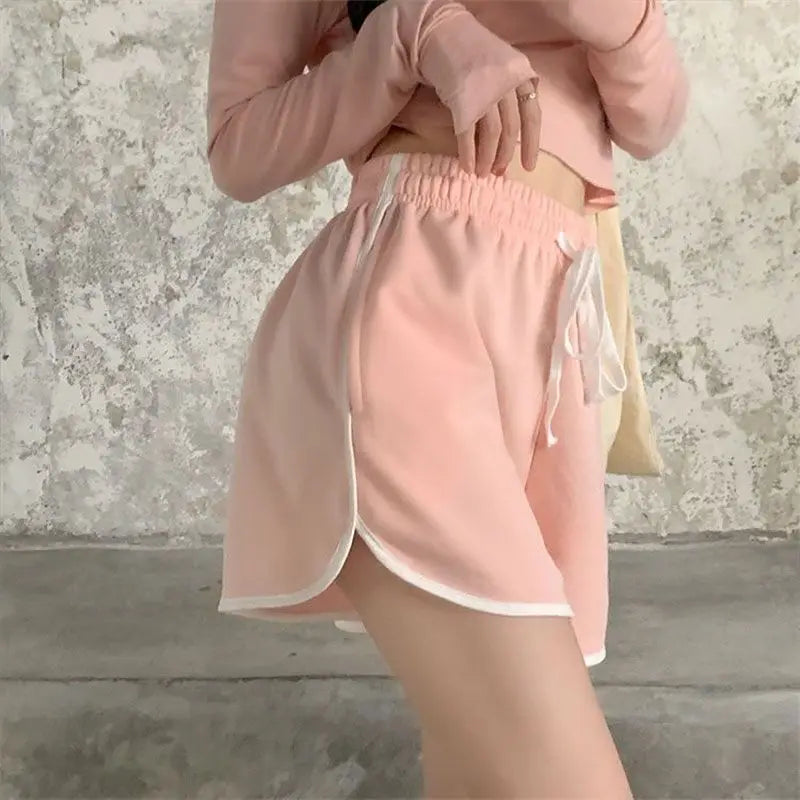 Shorts Women Sporty Style Bodybuilding Chic Summer Breathable Hotsweet Loose Fashion Student S-4xl Casual Ins Panelled Lace-up