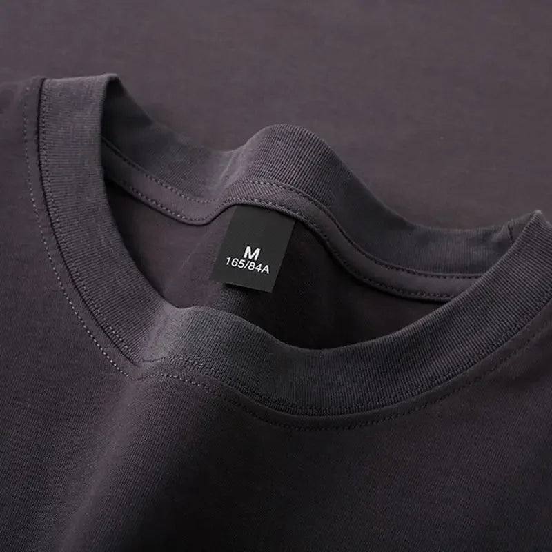600g Cotton T-Shirts Men Short Sleeved Heavyweight Summer Round Neck Loose Breathable Shirt for Men Women Basic Tee
