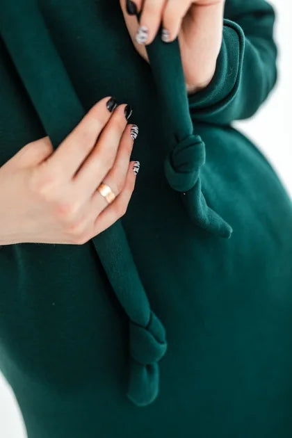 Women Fashion New Loose Large Knitted Hooded Autumn Winter Long Dress Velvet Hoodie Dress Casual Dress Splicing Warm Dress