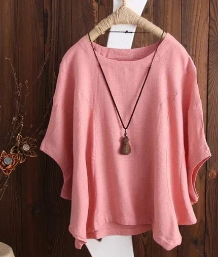 Cotton Linen Shirts Women Casual Solid Blouses Shirts Loose Tops Tunic Blusas Oversized T-Shirt Blouse Women Short Sleeve Shirt