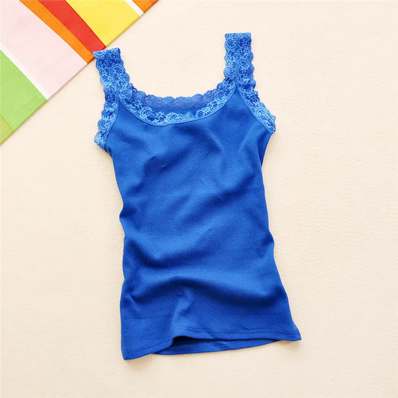Tank Tops Women Summer O-neck Solid Color Female U-shaped Low Cut Lace Suspender Vest 2024 New Sleeveless Camisole For Ladies
