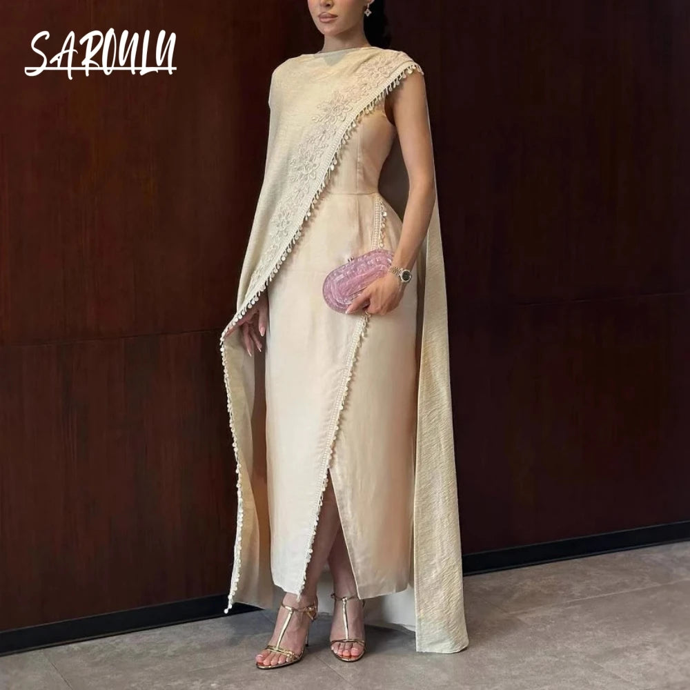 Romantic Kaftan 2-pieces Prom Gown Exclusive Arabic Dubai Women Evening Dress In Stock Spring Autumn Delicate Formal Events