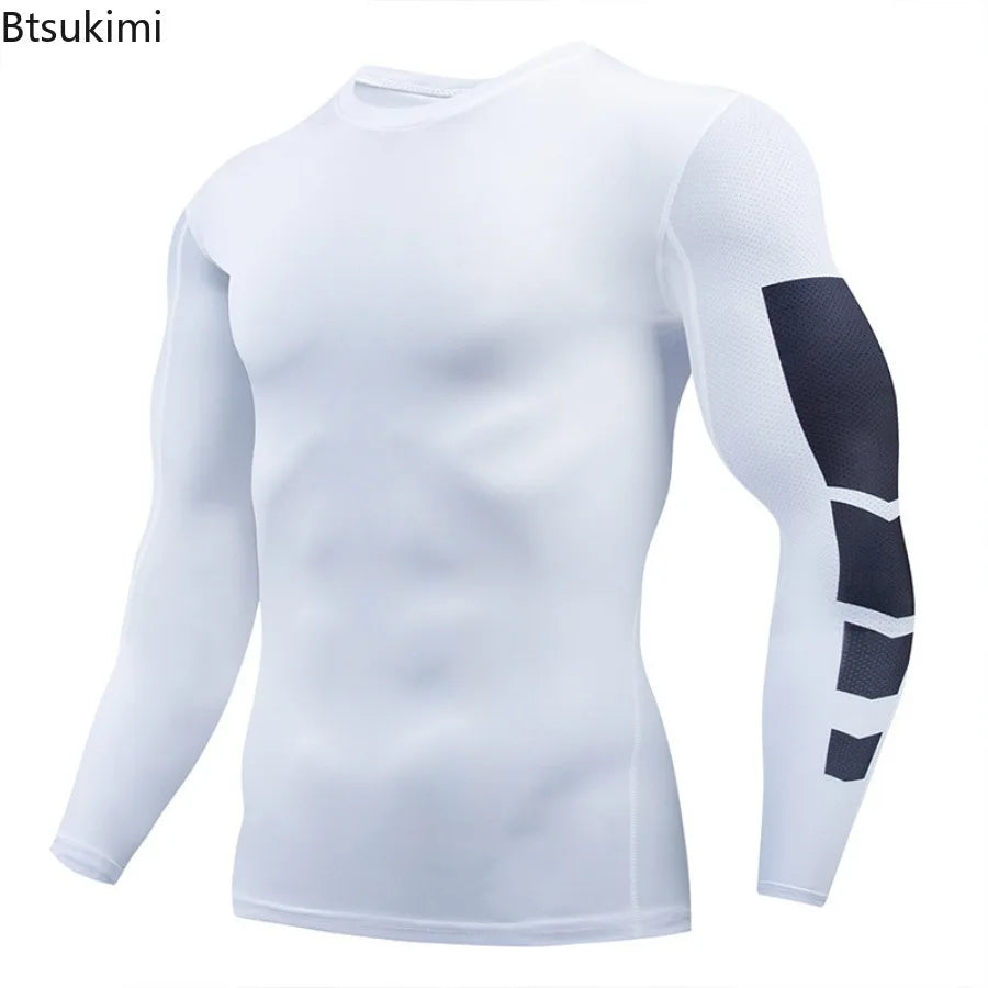 Gym Sports T-shirts for Men Long Sleeve Tights Boxing Sportswear Breathable Quick Dry Fitness Tops Male Outdoor Training Clothes