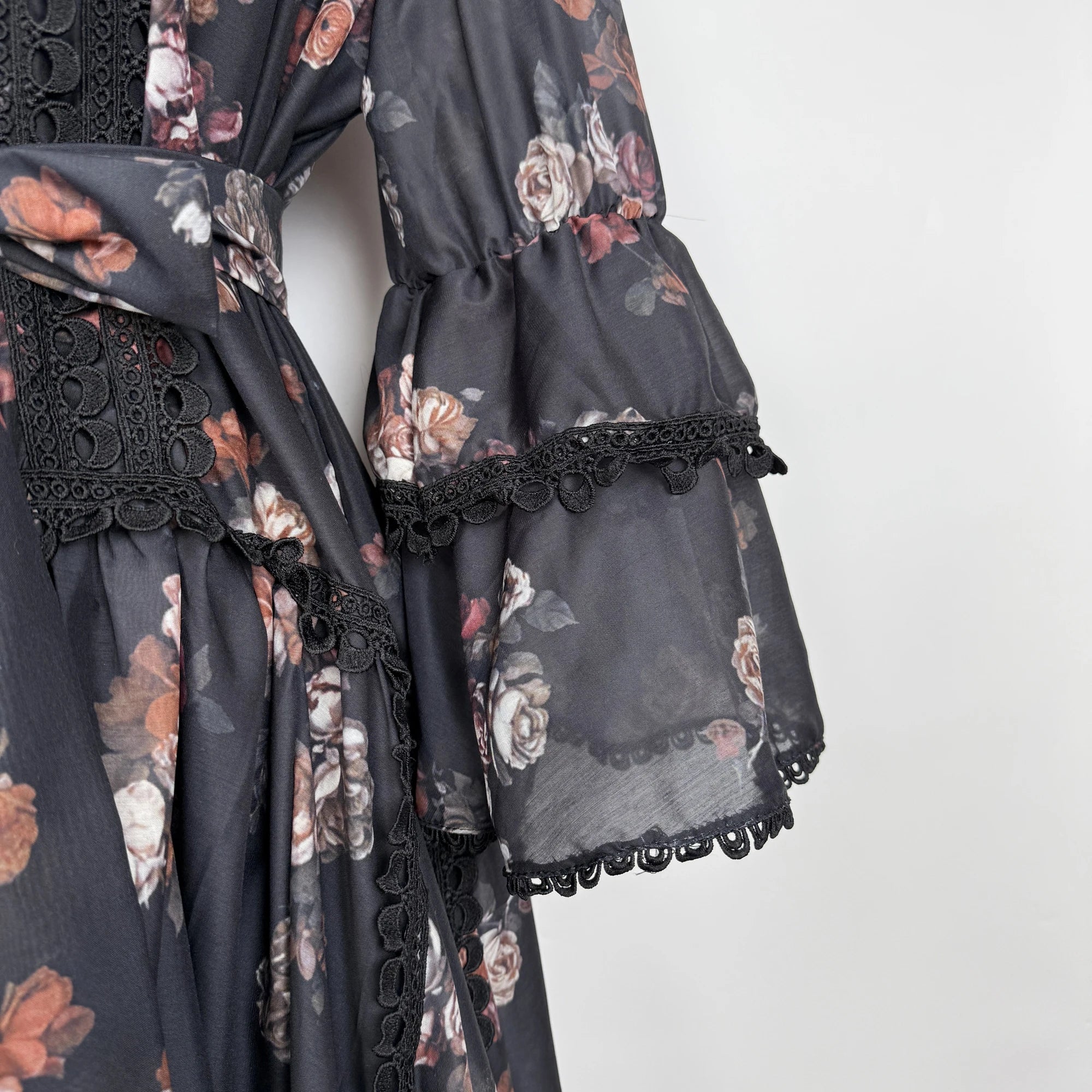 Women Maxi Dresses Sping Summer Bohemian Casual Flare Sleeve High Waist Beach Woman Chiffon Floral Belt Vestidoes Long Dress