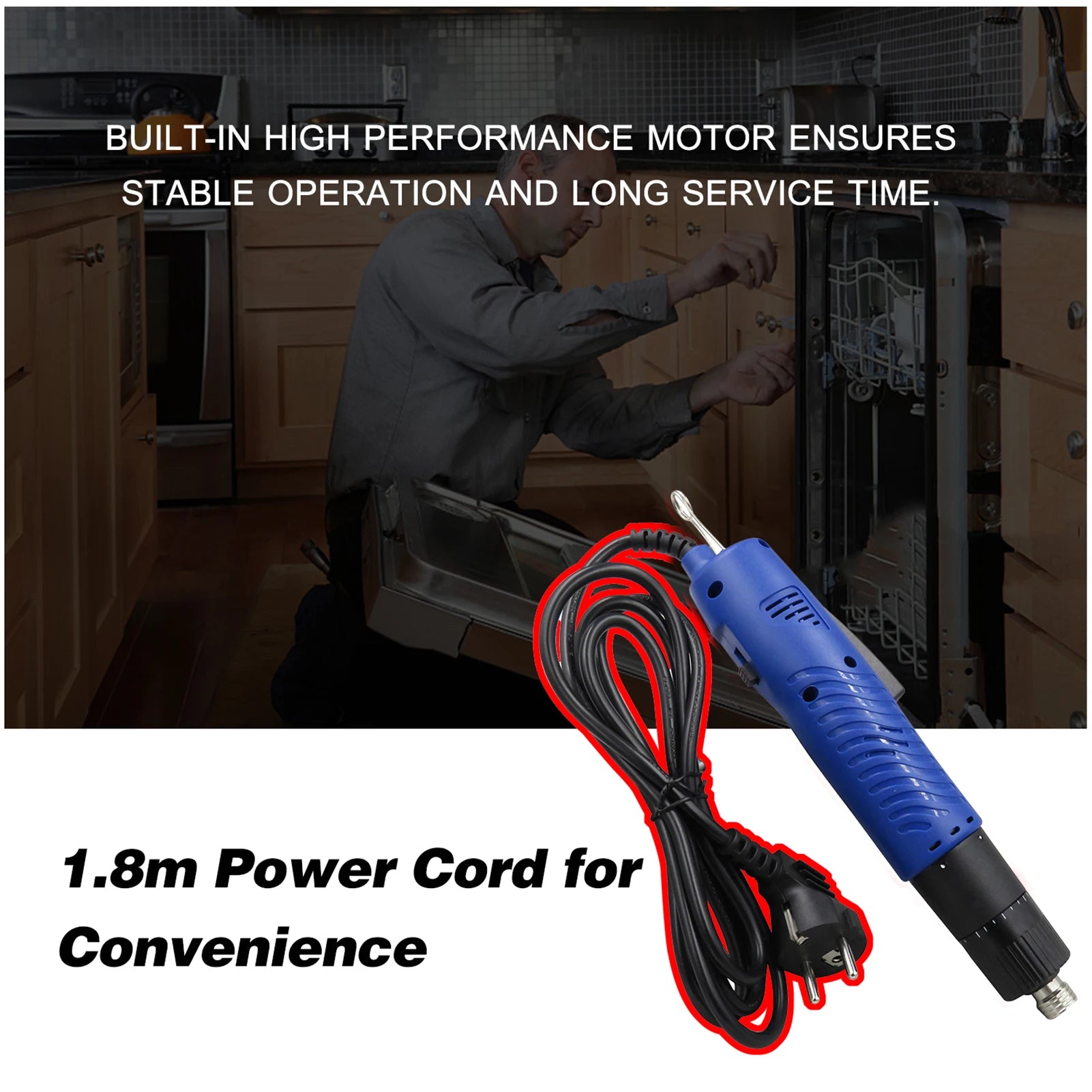 Electric Screwdriver Handheld Corded Electric Screw Driver Adjustable Torsion 1/4-in Screw Bit Diameter Repair Tool