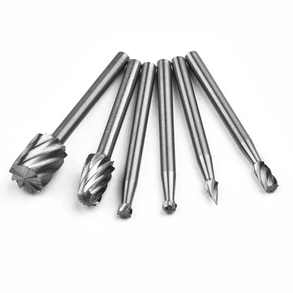 6Pcs Rotary Drill Bits Carbide Milling Cutter Rotary Tool Cut Dremel Tools Wood Metal Carving