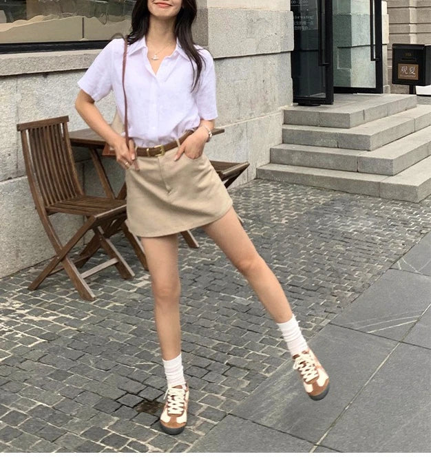 Linen Short-sleeved Shirt Women&