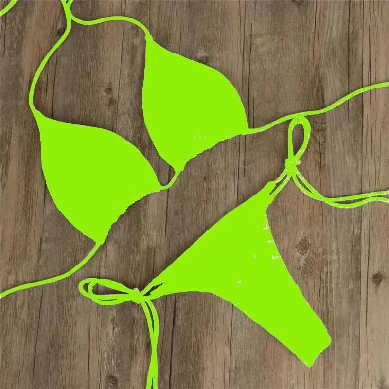 Beach Style Swimsuit for Women Sexy Halter Swimwear Solid Thong Female Bikini Set Bathing Suit Bikini Mujer Lingerie