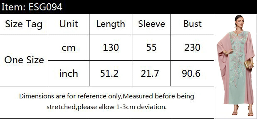 Moroccan Caftan Abayas Muslim Women Embroidery Bat Sleeve Maxi Dresses Eid Ramadan Kaftan Turkey Arabic Islamic Dubai Djellaba