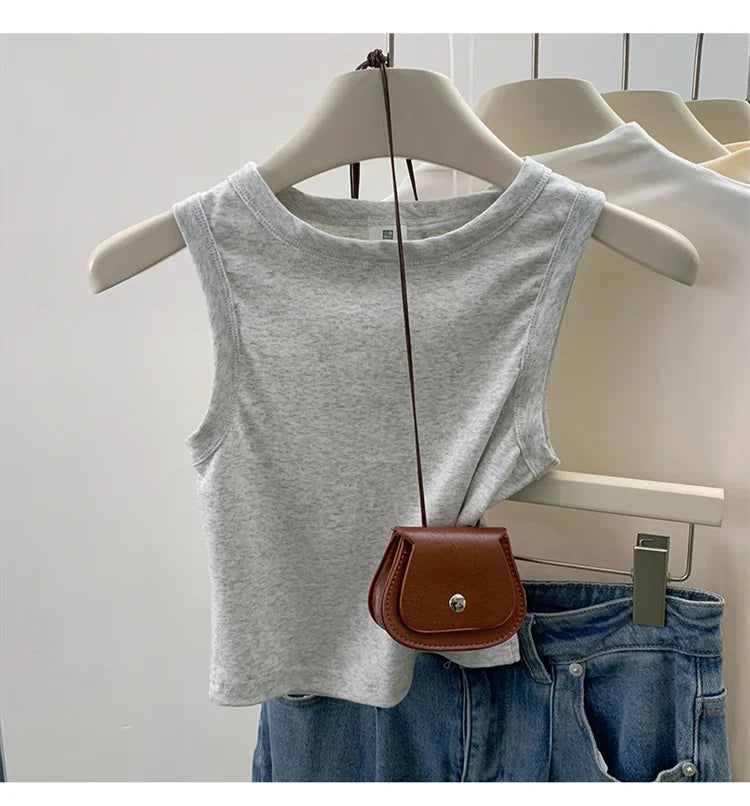 2026 Tank Top For Women Ribbed Down Sleeveless Blouse Solid Color Casual Women&
