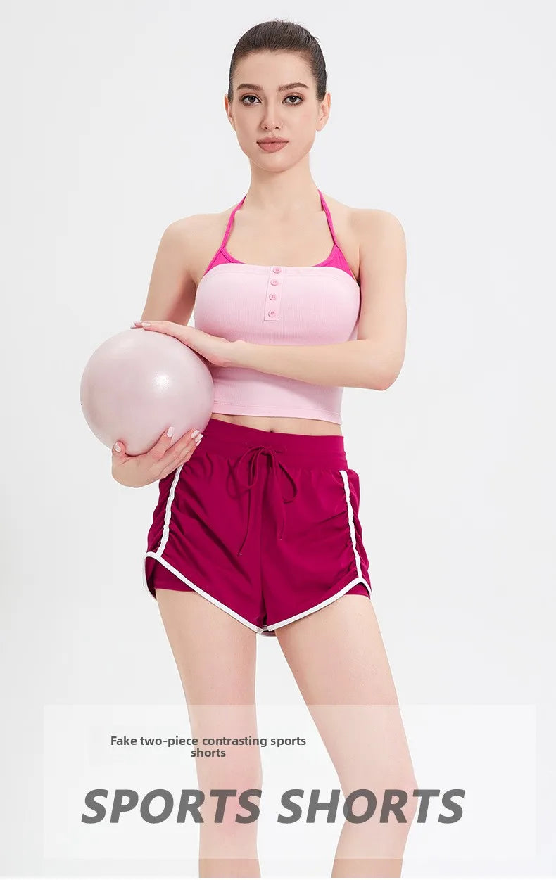 Sports Shorts for Women in Summer, Anti Glare, Quick Drying, Running, Fitness, Three Quarter Pants, Breathable