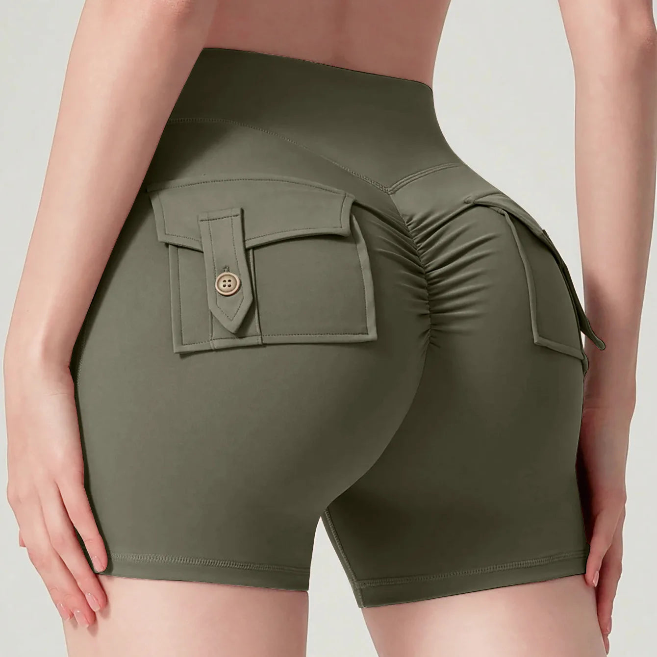 Sports shorts, no embarrassing lines, quick-drying, peach butt lift, cargo style, yoga and fitness pants.