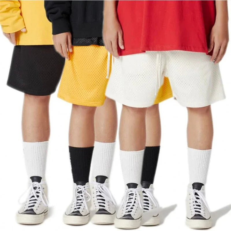Summer Beach Shorts Plain Gym Shorts Mens Mesh Quick Dry Breathable Basketball Shorts Man Bodybuilding Fitness Shorts