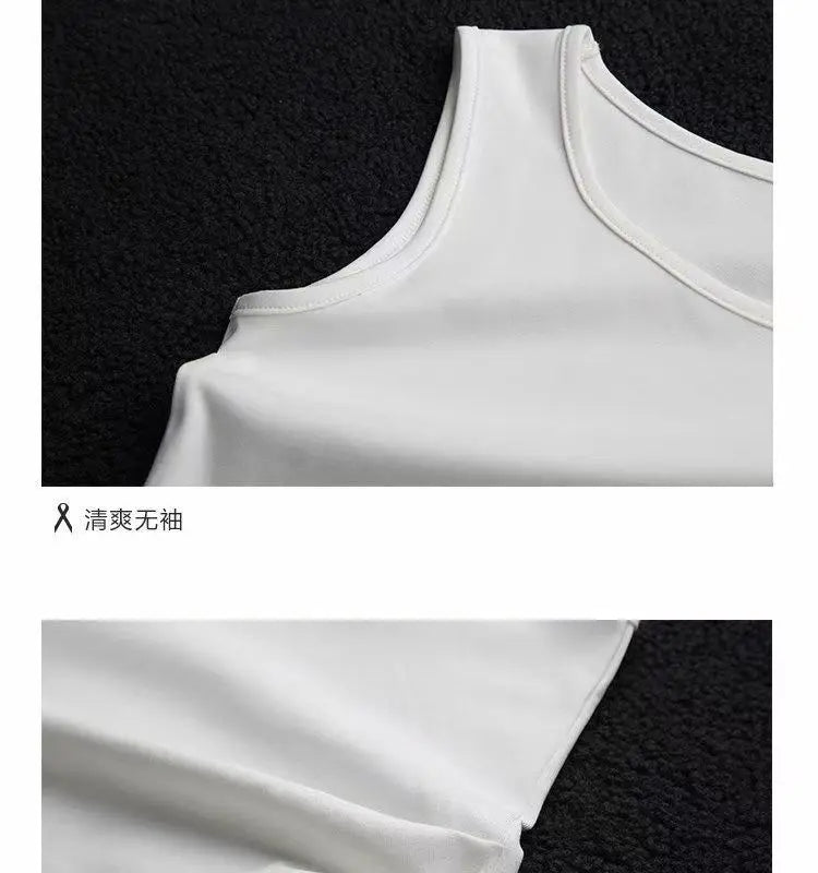 Sleeveless Lace Spliced cut-sleeve Top for Women with Irregular Hem Layered Mid-length Vest Versatile Stylish