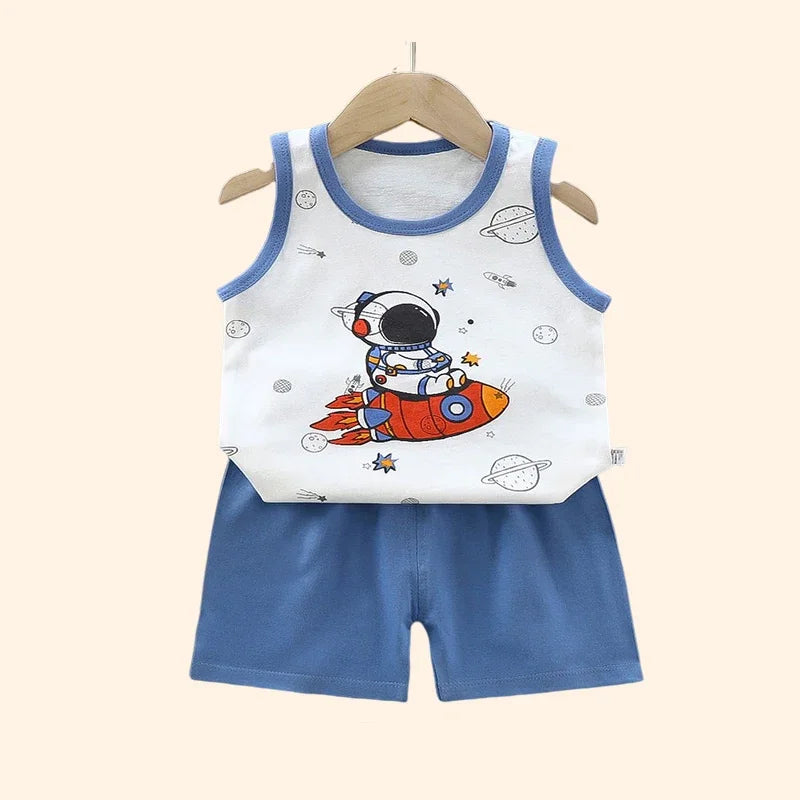 Children Sets Kids Clothes Boys Girls Vest Suit Summer Children&