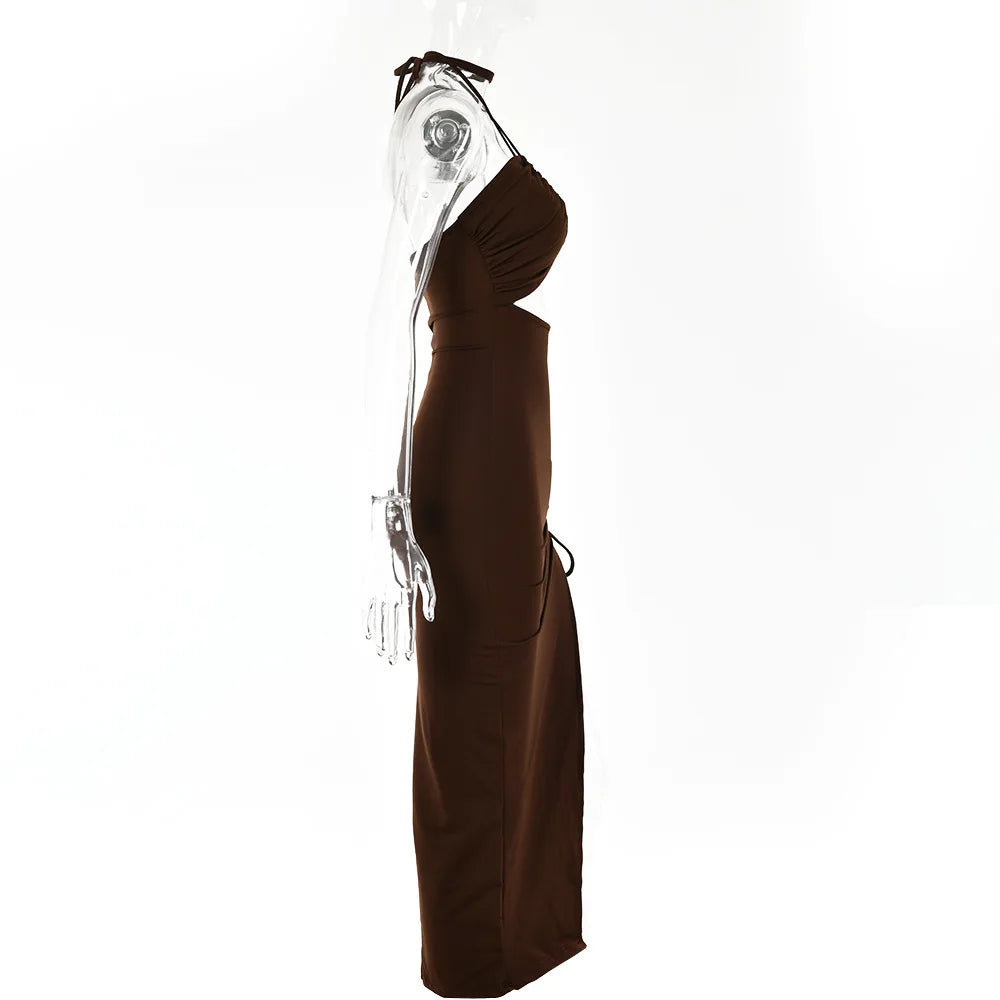 Sleeveless Sexy Female Midi Backless Dresses Slim Night Club Party Women&