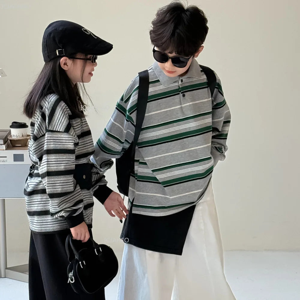 Kids Shirt Clothing Unisex Striped Long Sleeve Tops children Casual Wear Toddler Boys Girls Children Outfit Autumn Costumes