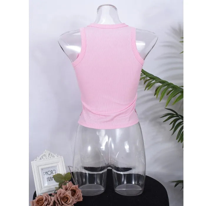 Tank Top for Women 2025 Summer New Pearl Leopard Print Small Sleeveless T-shirt Sexy Exposed Navel and Waist Color Blocked Vest