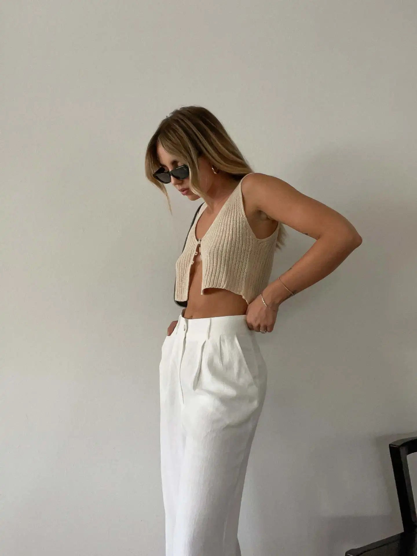 Crop Top Women Tops 2025 Kintted Sweater Vest Solid Women Summer