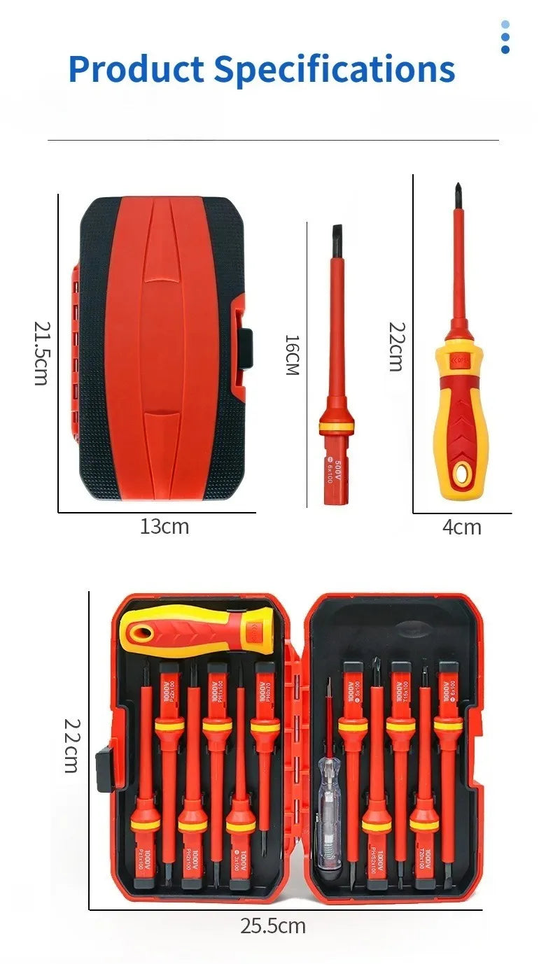 Electrician Tools Kit 13pcs Insulated Screwdriver Set Professional Changeable Repair Screw Drivers for Safety Multifunctional