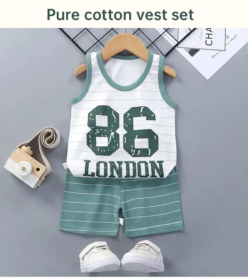 Children Sets Kids Clothes Boys Girls Vest Suit Summer Children&