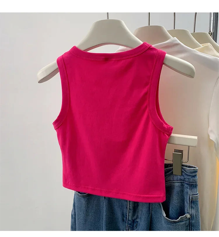 2026 Tank Top For Women Ribbed Down Sleeveless Blouse Solid Color Casual Women&