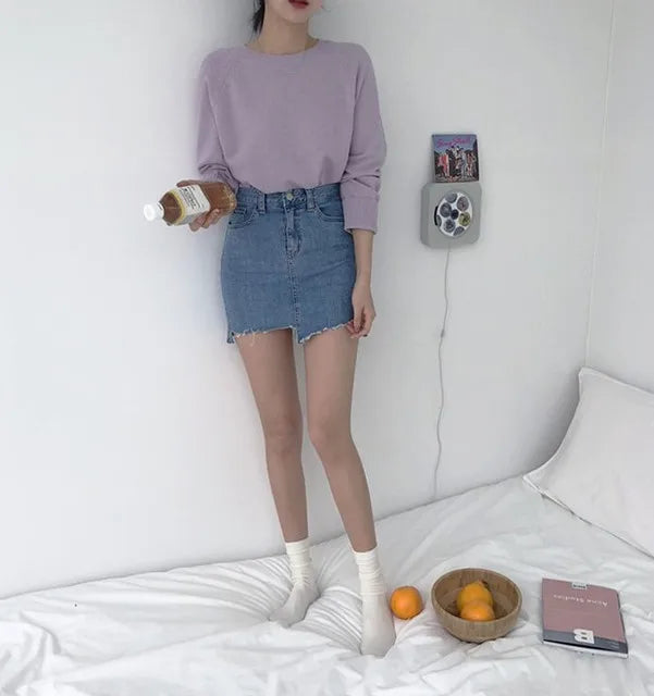 Jeans Skirts For Women Short Irregular High Waist Woman Denim Skirt Sexy Korean Style Cheap Streetwear Clothing Sales Fashion