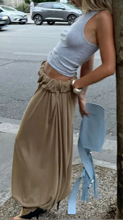 Women High Waist Wide Leg Linen Blend Casual Palazzo Pants