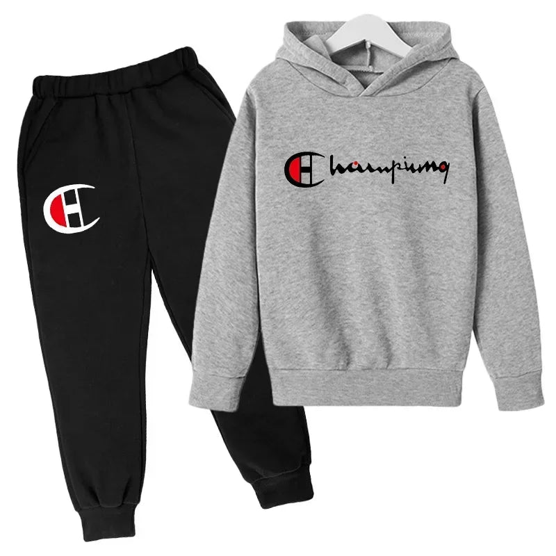 Hooded Hoodies Sweatshirts Sets Teenagers Fashion Groups of Pants Child SuitAutumn/winter Kids Clothing for Girl Boy Children&