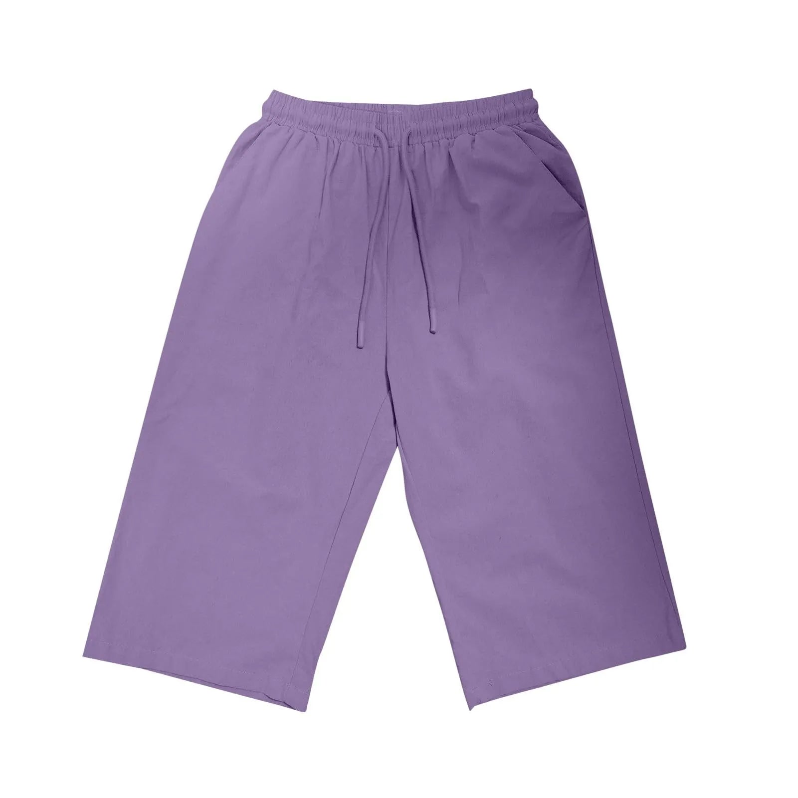 Casual Cotton Linen Pants For Female Streetwear Solid Color Wide Leg Capri Versatile Palazzo Pants Baggy Cargo Pants With Pocket