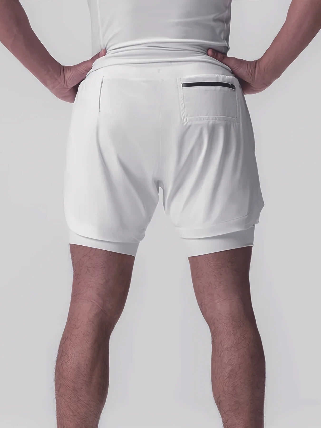 Sports shorts for men, double layered, quarter quick drying, elastic basketball, running training equipment, deep squat fitness,