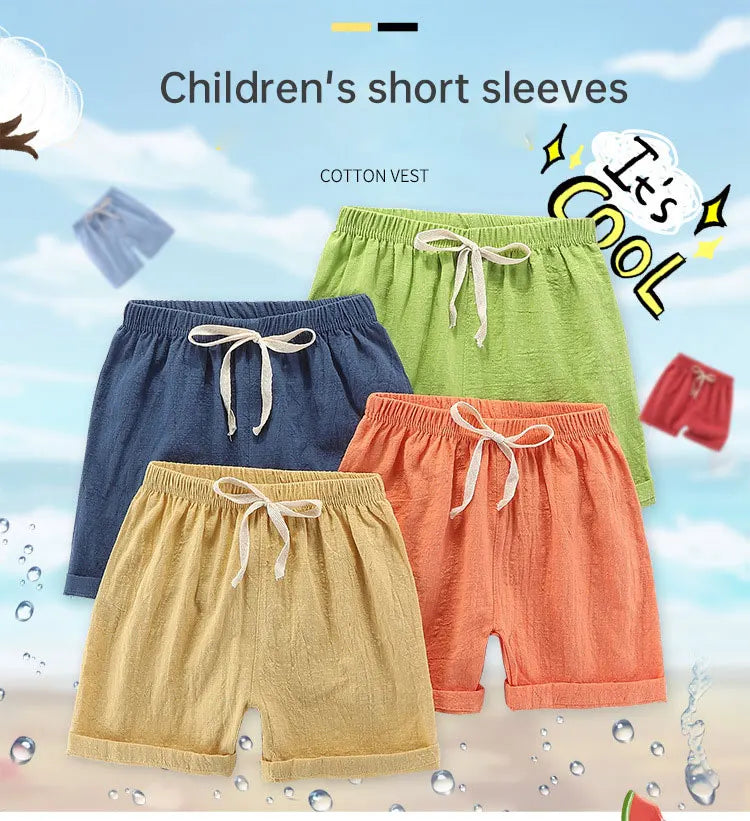 Short Pants Children Shorts for Boys Girls Clothes Cotton Solid Breathable Summer Casual Sports Beach Kids Shorts ElasticYoung