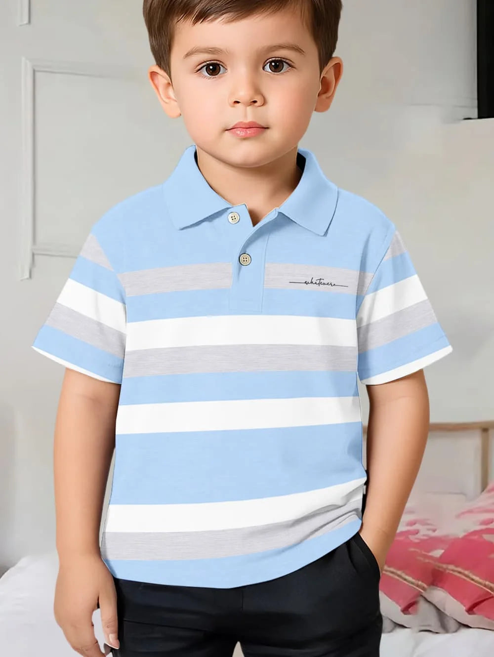 Polo Shirts for Kids Gradient Striped 3D Print Fashion Child Polo Shirt Boy Clothes Lapel Tops Street Casual Children&