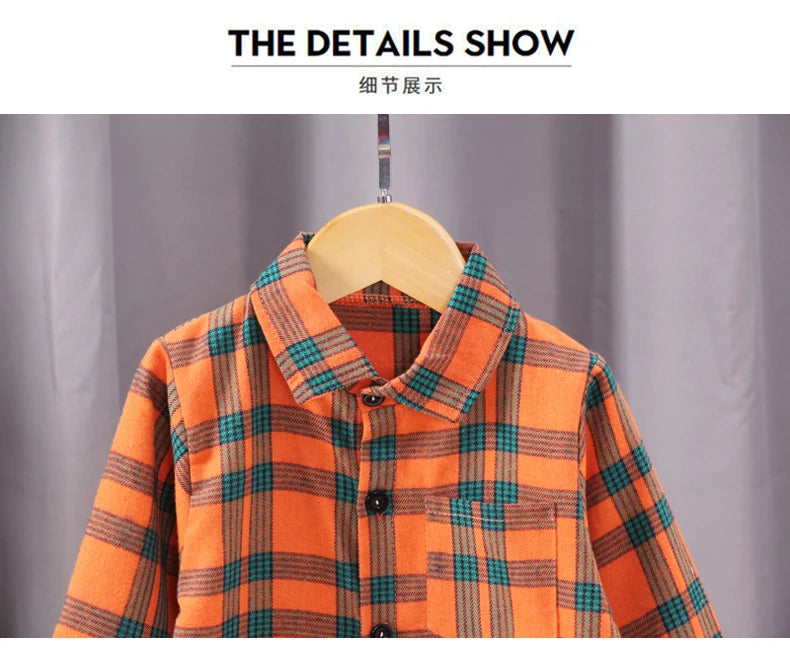 Kids Shirt Clothes Spring Thin Blouses Clothing Infant Boy Plaid Cotton Tops 1 2 3 4 Years Kids Long Sleeves Shirt