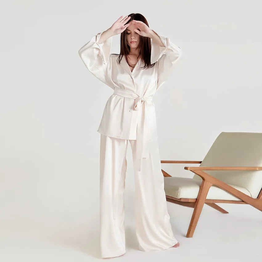 Silk-like Sleepwear Set Women&