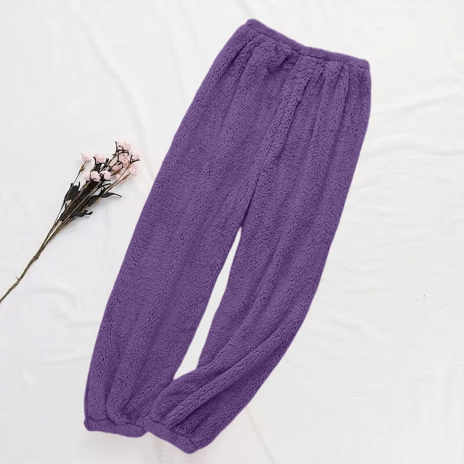 Pajamas Pants For Women Warm Winter Solid Color Sleepwear Pyjamas Plush Pants Women Nightwear Fashionable Home Wear