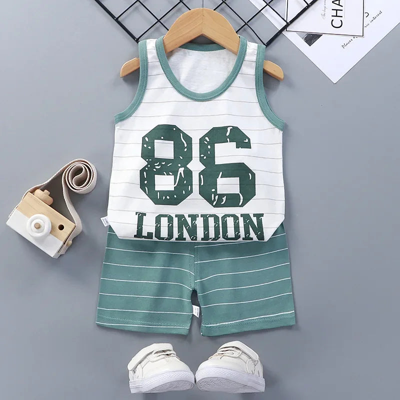 Children Sets Kids Clothes Boys Girls Vest Suit Summer Children&